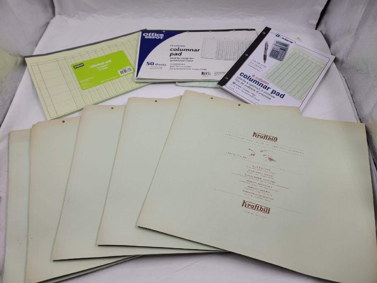 Lot of Columnar Pads – Kraftbilt, Adams, Office Depot & Staples