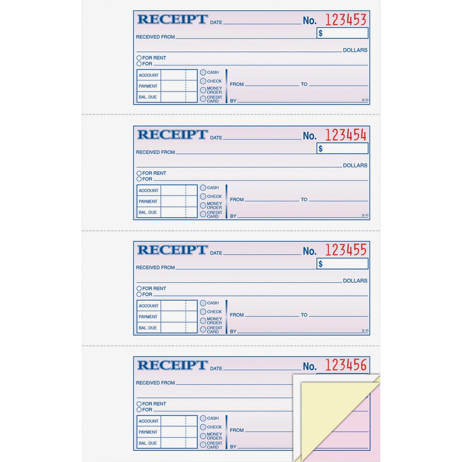 Adams 3-Part Money & Rent Receipt Book – Carbonless, 100 Sets, 7-5/8″ x 10-7/8″,
