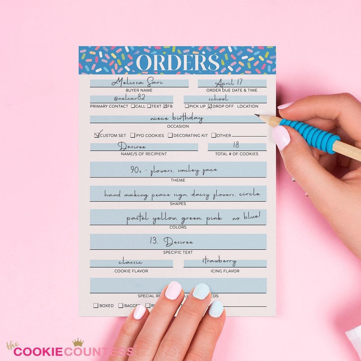 Cookie Order Form Sheets 5×7 Inch The Cookie Countess Baking Notepad 50 Count