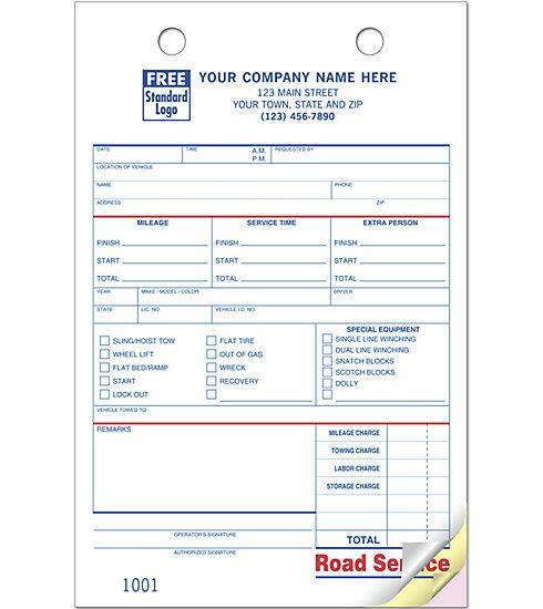 Large Format Towing Road Service Register Forms / Nebs Deluxe #: 613