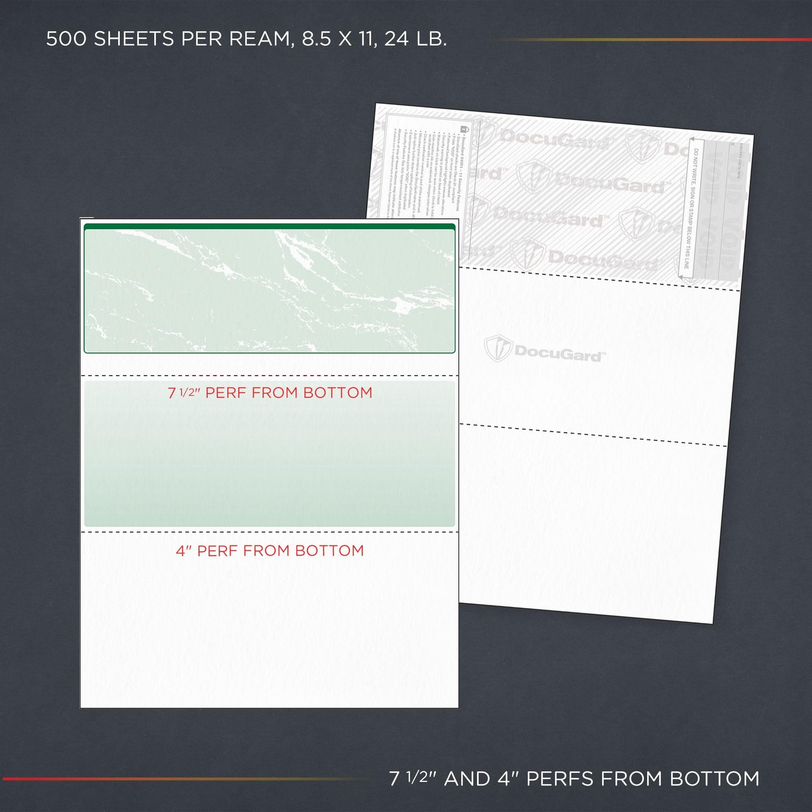 DocuGard Green Marble Top Check, 8.5 x 11 Inches, 24 lb, 500 Sheets,