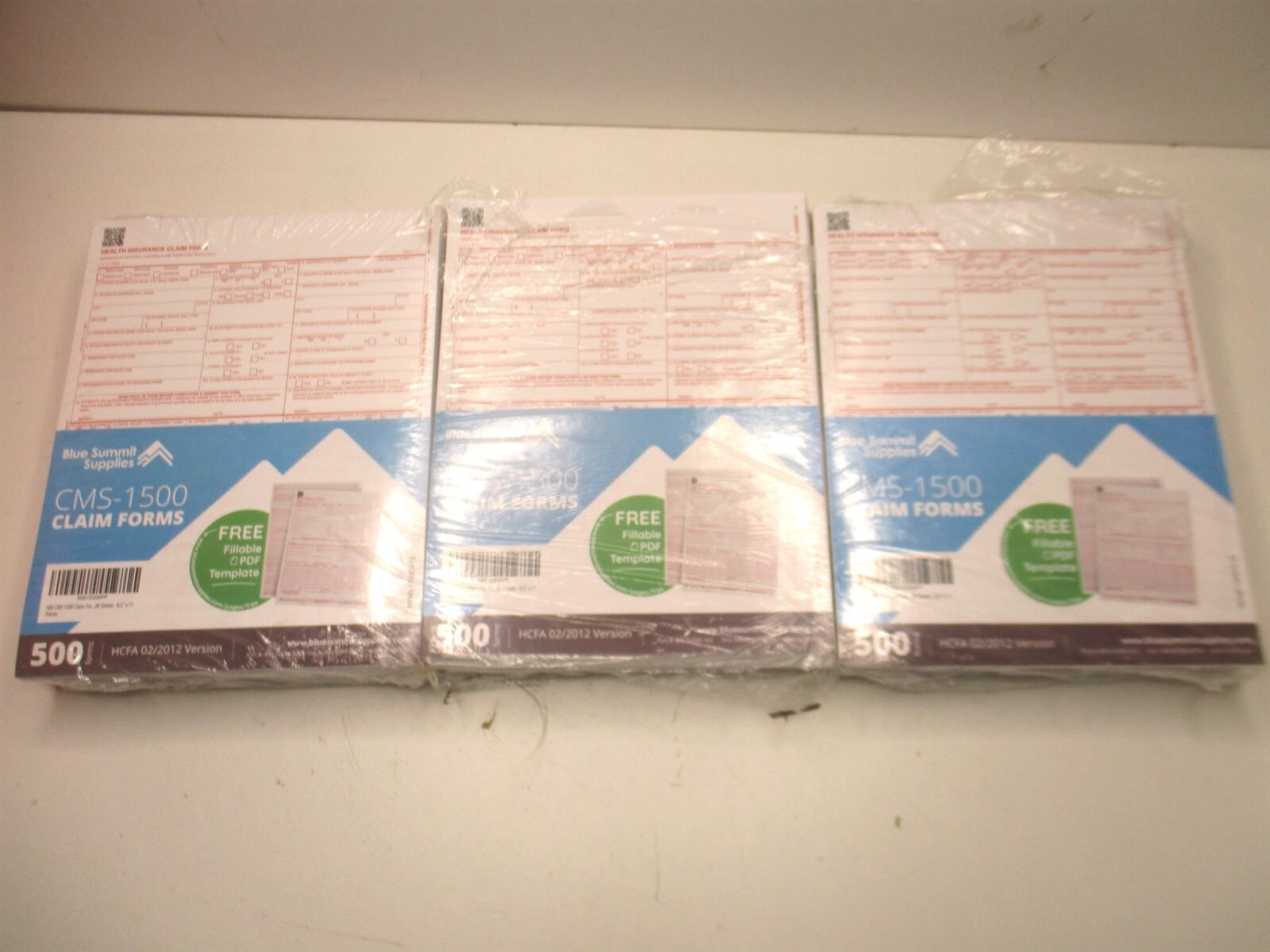 Blue Summit Supplies (CMS-1500) Claim Forms HCFA Version 02/12 500ct – Lot of 3