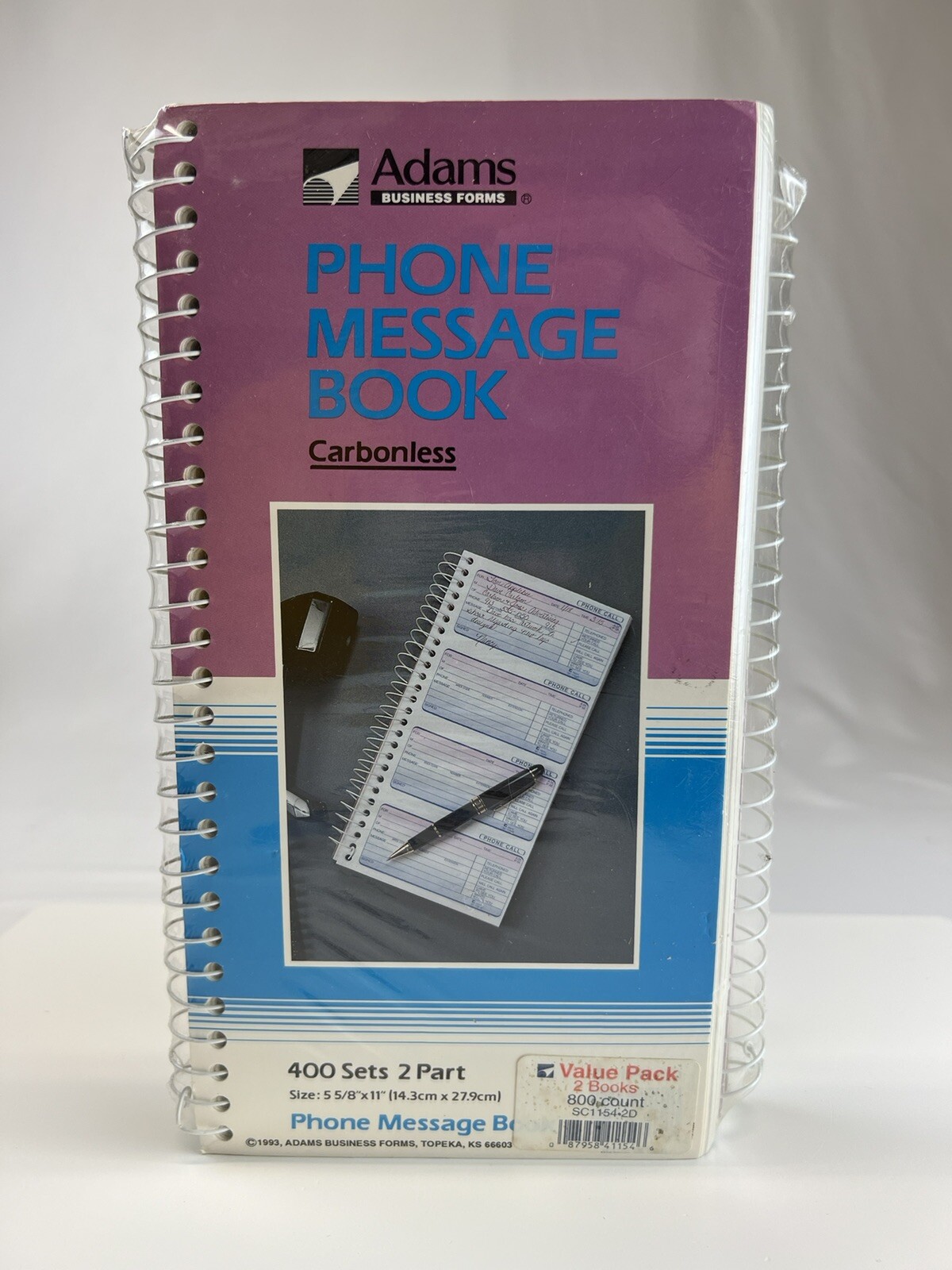 1993 Vintage ADAMS PHONE MESSAGE BOOK CARBONLESS-2 PACK=800 COUNT *NEW/SEALED*