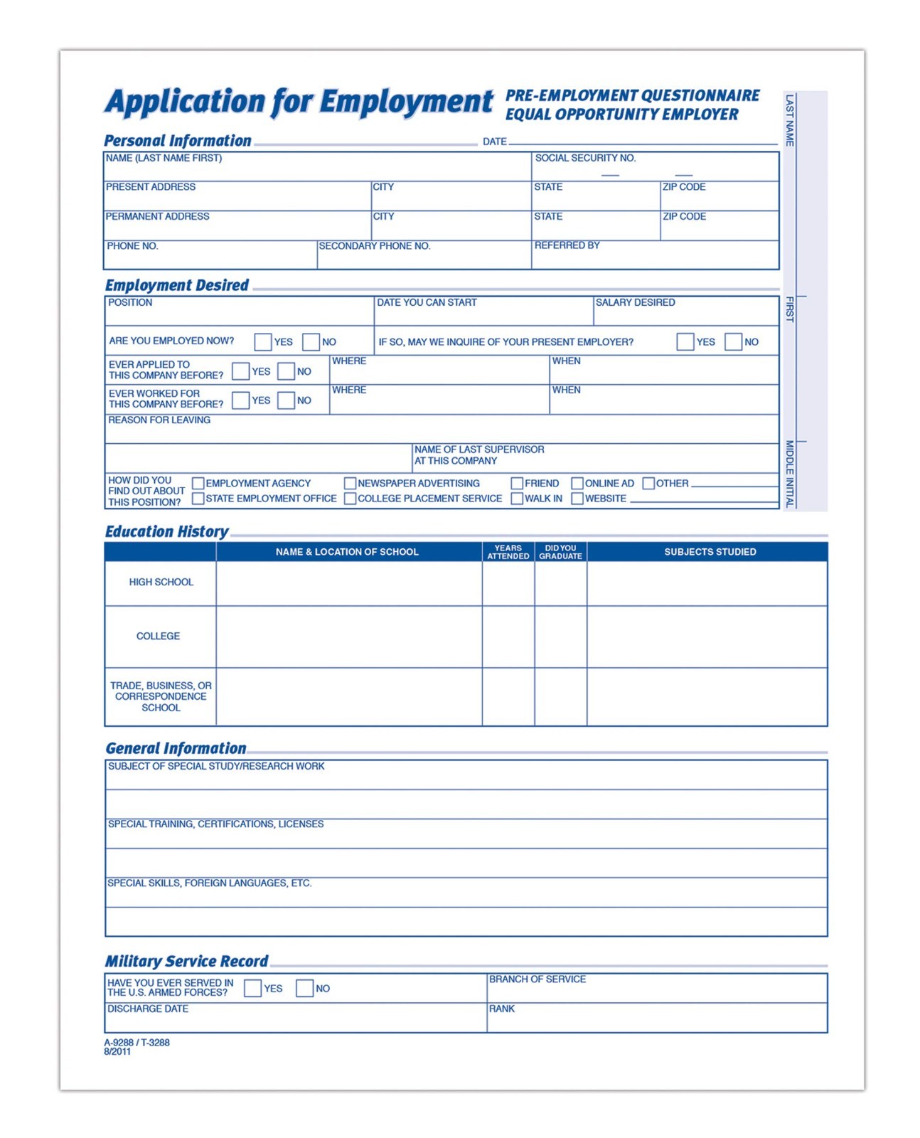 Employment Application Forms, 8.5×11 Inch, 25-Pack, White, Job Hiring Tools