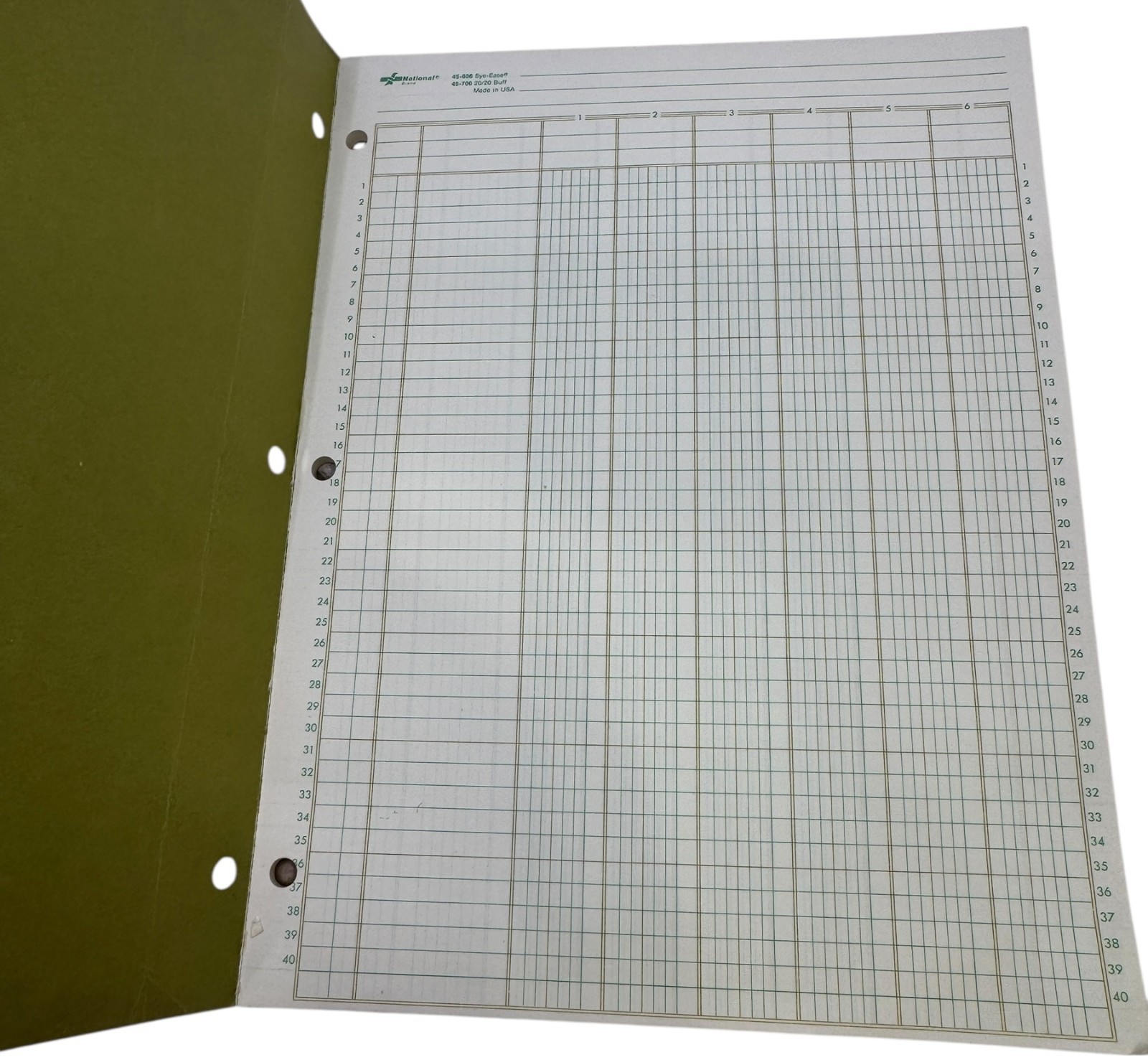 National 6 Columns Analysis Pad 45-606 Eye-Ease 46 of 50 Sheets Unused 11×8.5