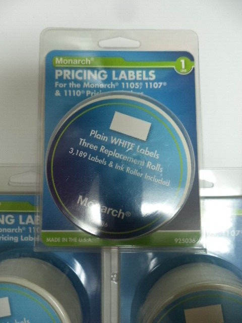 3 pack rolls Monarch Labels Model 1105 1107 1110 1Line 47/64″x25/64″ RED 925037