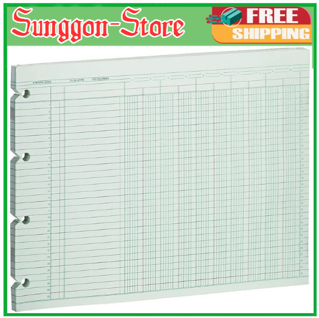 Wilson Jones G1010 Accounting Sheets, 10 Column, 9-1/4 x 11-7/8, Green