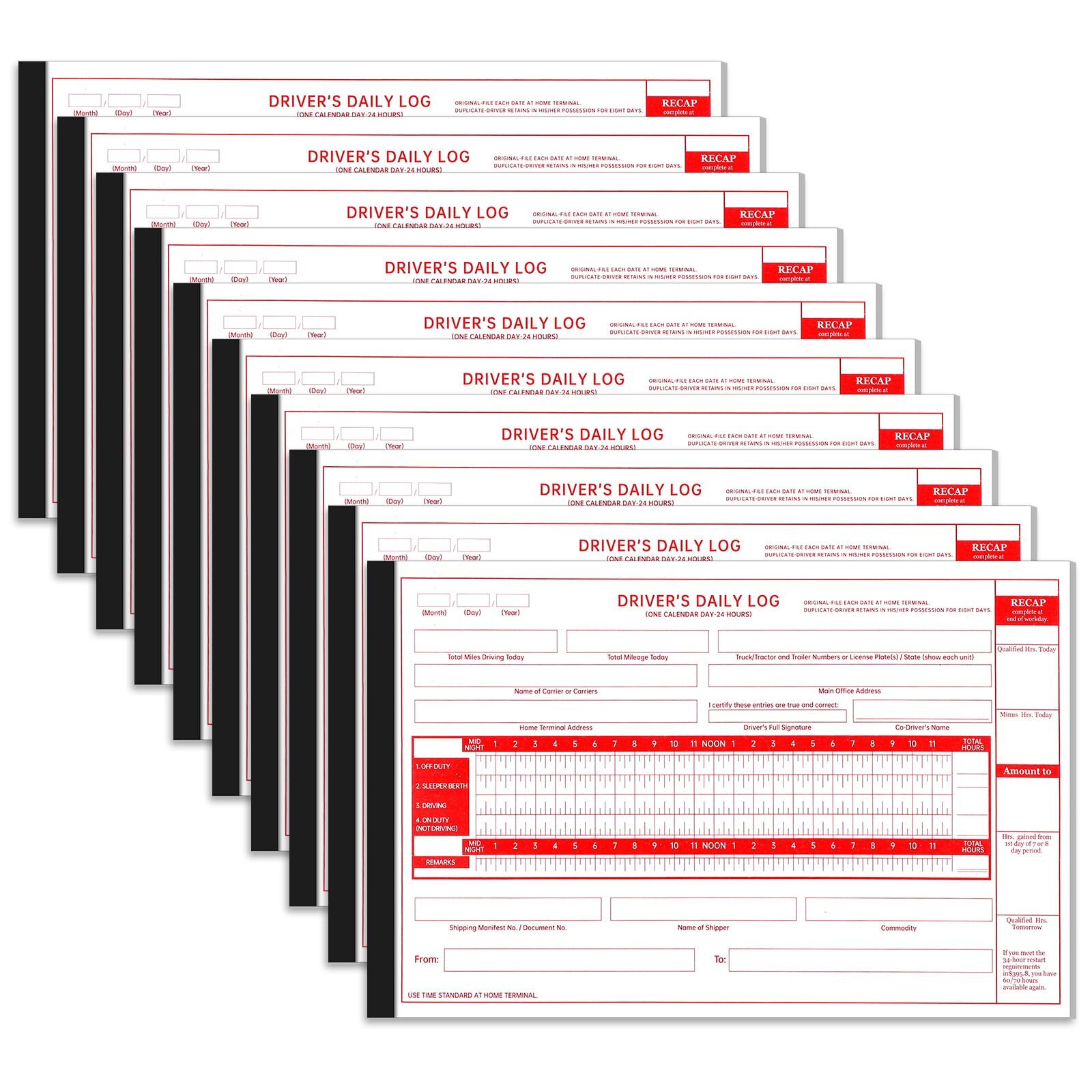 10 Pack Driver Daily Log Book 8.5″ x 5.5″ Log Book with Detailed Driver Vehic…
