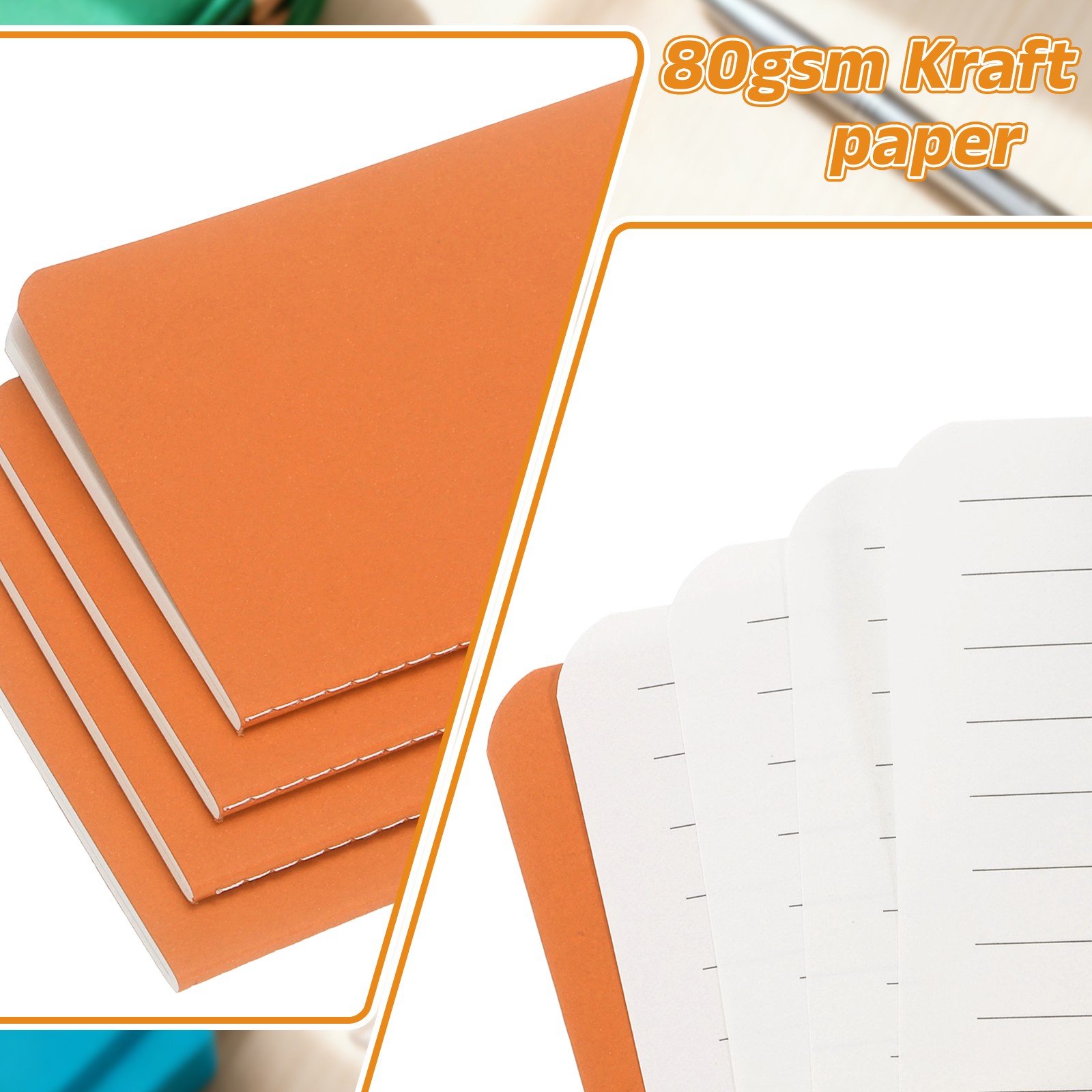 6 Pack A6 Notebook, A6 Journal Mini Notebook Pocket Kraft,Orange