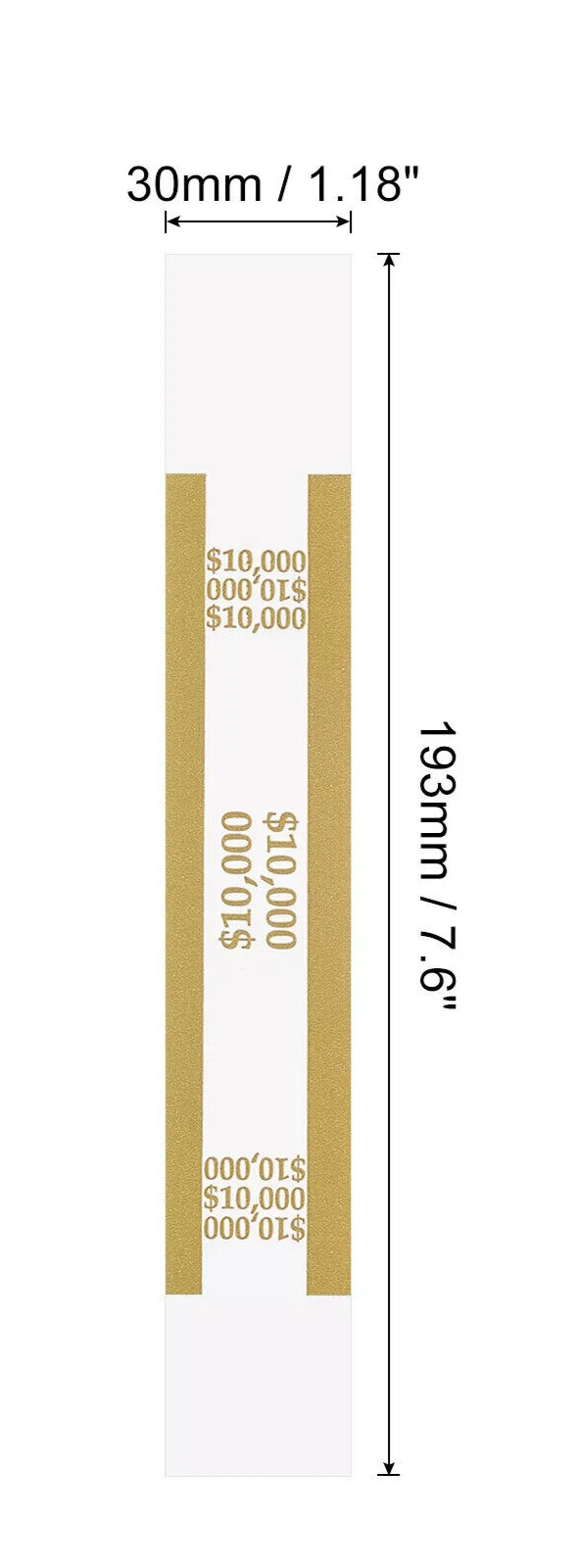 10 Self-Sealing Mustard Bill Straps Holds $10,000 Bill Wrappers Currency Bands