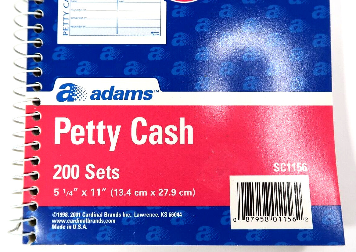 Adams Petty Cash 5 1/4″ x 11″ Spiral Bound 2 Part Carbonless SC1156 3 books