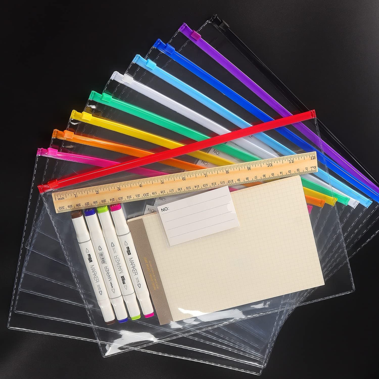 Tamaki 10 Pack Plastic Envelope Poly Zip Envelop A4, Multicolor