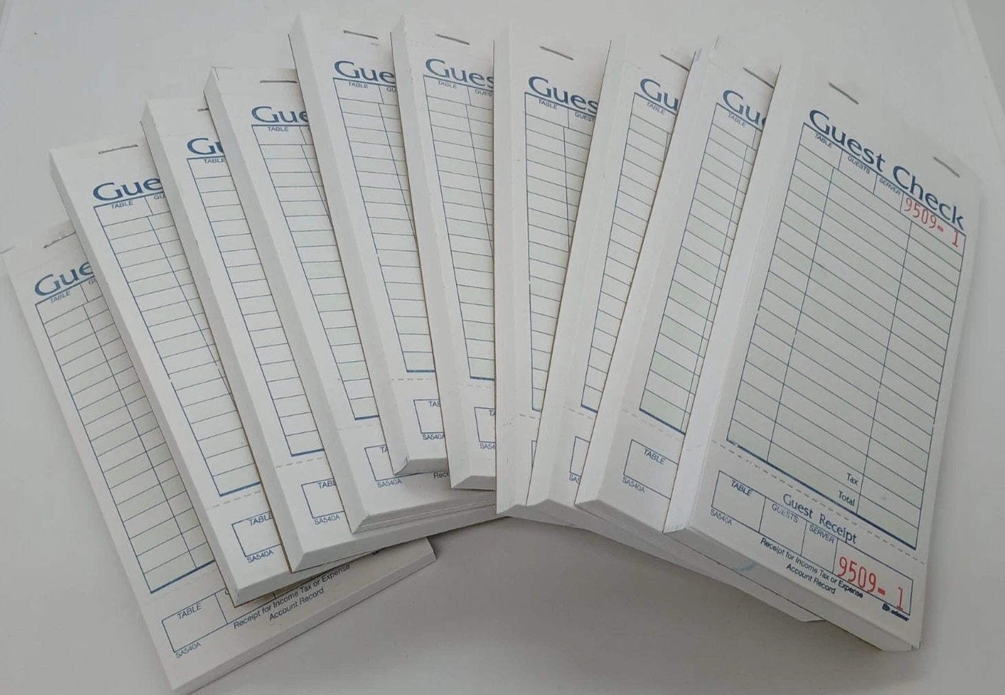 Adams 1-Part Guest Check Books w Stubs 3 3/8 x 7 20 Pads 500 Checks NEW