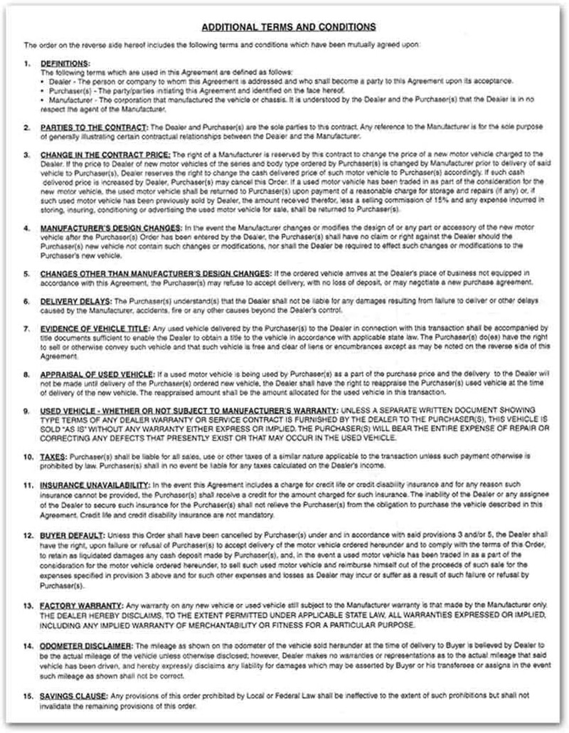 Vehicle Purchase Agreement Forms (2-Part) (100 Per Pack)