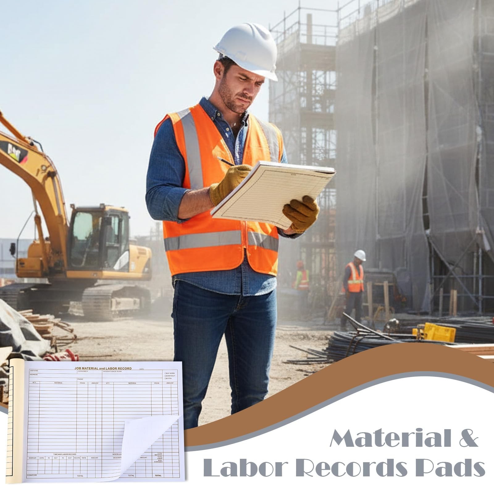 5 Pack Material and Labor Records Pads – Job Forms Record 100 PCS Each Precut