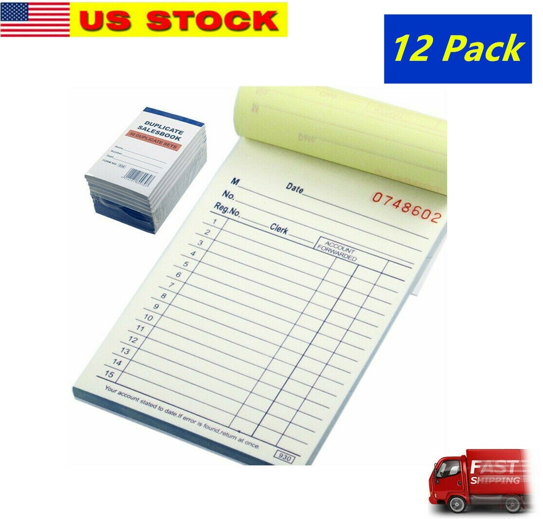 Lot of 12 – 50 Sets 3.5″ X 5.5″Sales Book Order Receipt Invoice Carbonless Copy