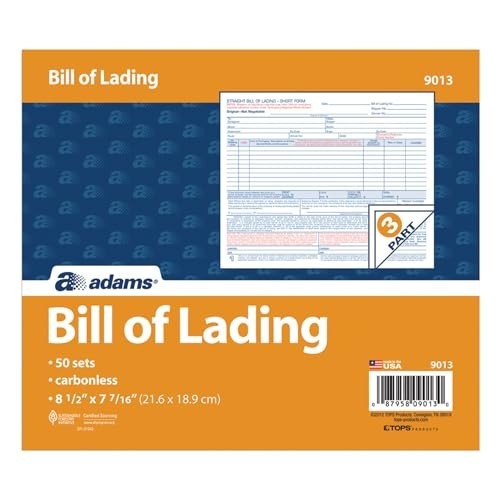 Adams Bill of Lading Short Form, 8.5 X 7.5 Inches, 8-1/2″W x 7″L, White