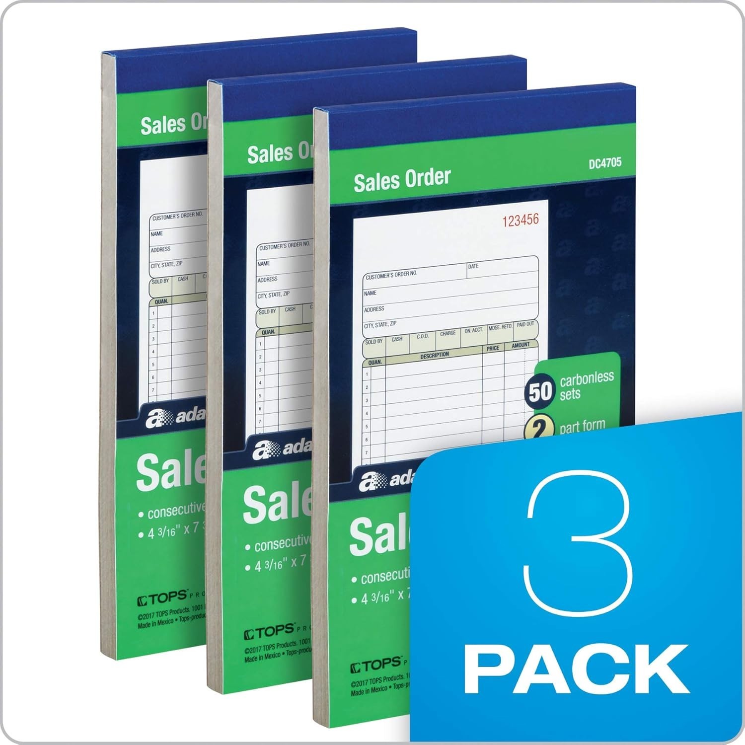Compact Sales Order Books – Carbonless, Consecutively Numbered, 3 Pack