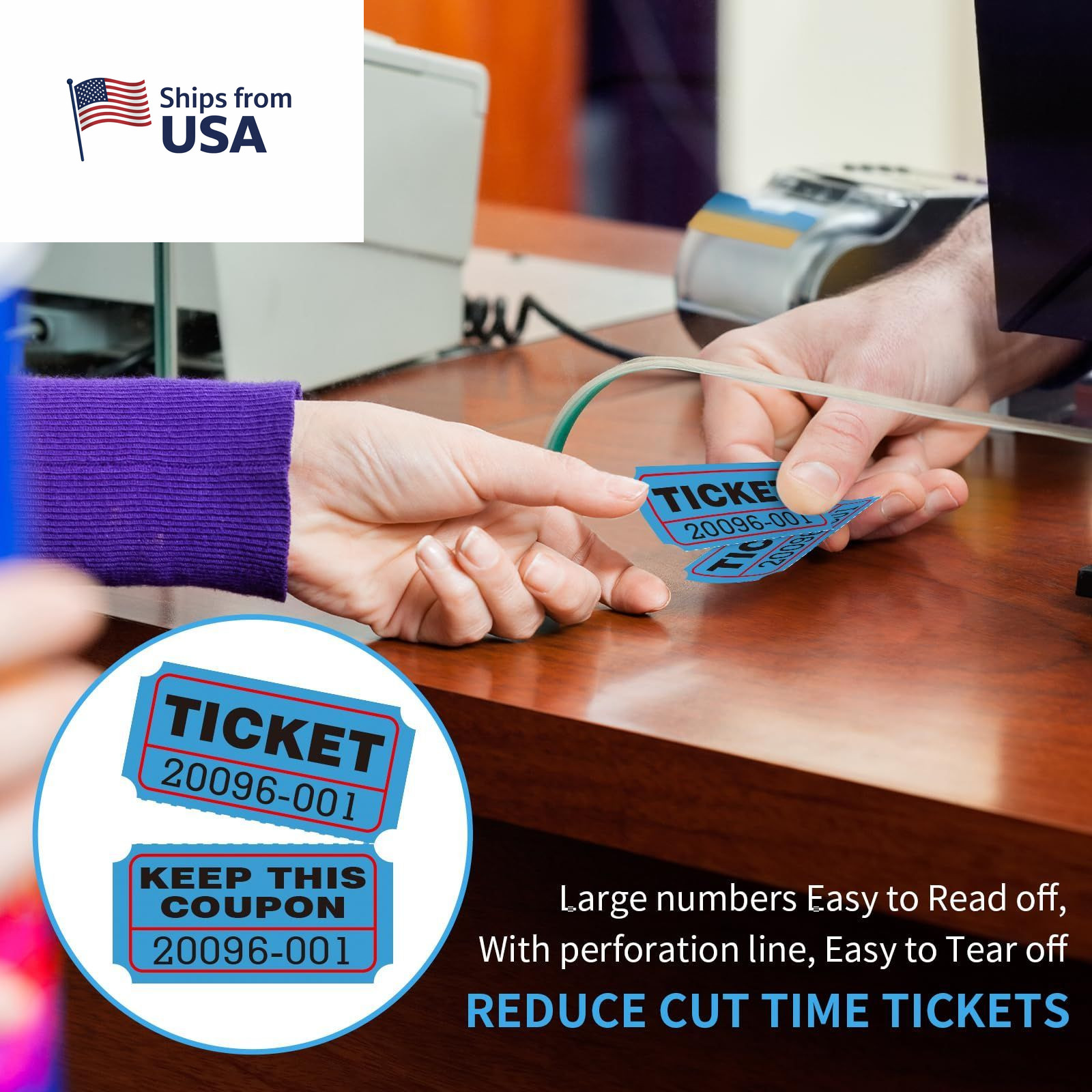 L LIKED Raffle Tickets Double Rolls 1000 4.5 x x 2.0 inches, 1000 Blue