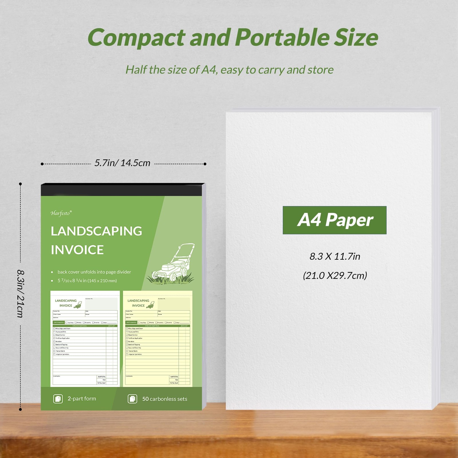 Harfesto Professional Garden Invoice Receipt Book, Landscaping Invoice Book f…