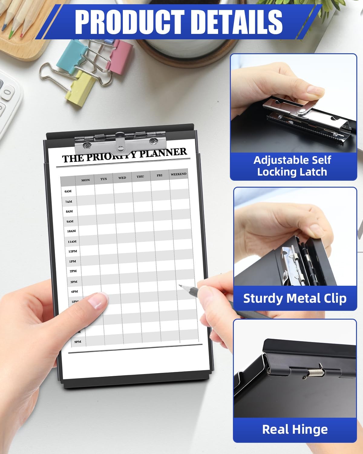 A5 Metal Clipboard with Storage Memo Size (1 Pack), Frosted Black (Memo Size)