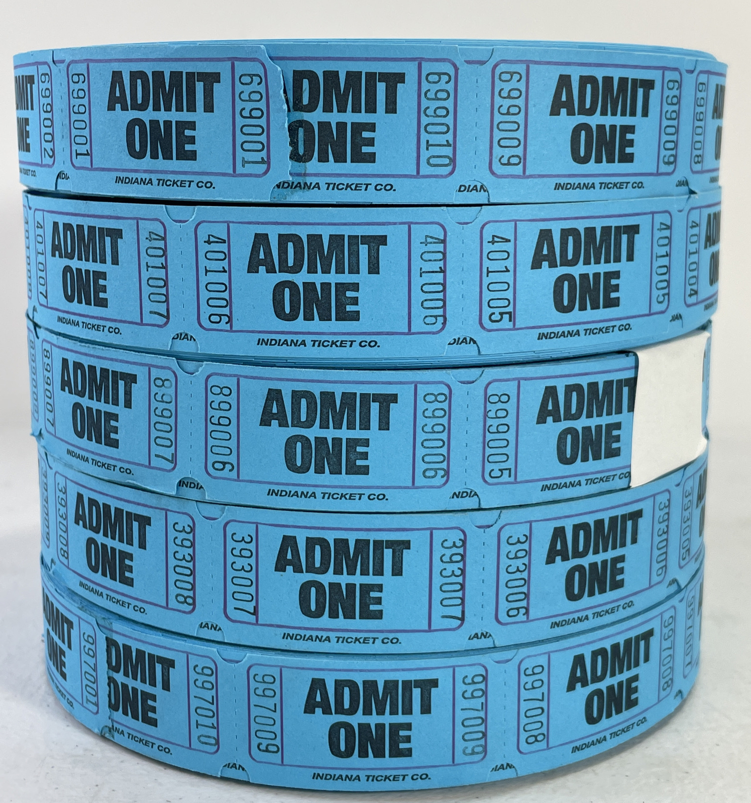 5 Rolls of 2000 Tickets BLUE Admit One 10,000 Admission Tickets INDIANA CO NEW
