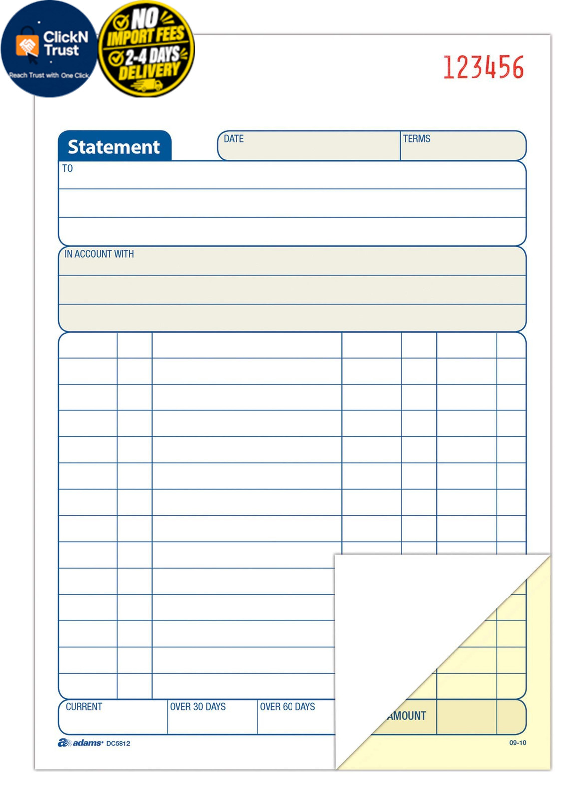 Tops Adams Statement Book, 2-Part Carbonless, 50 Sets, White/Canary