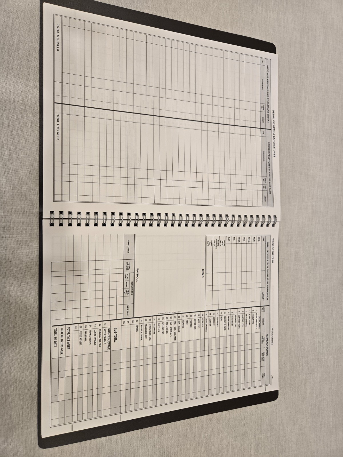Dome Simplified Weekly Bookkeeping Record Spiral Bound, Brown Cover New