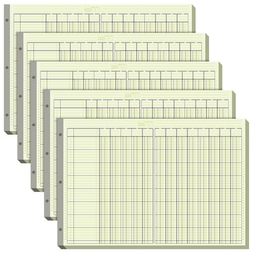 5 Pack 250 Sheets Analysis Columnar Books 3 Hole Accounting Ledger Book Ledger P