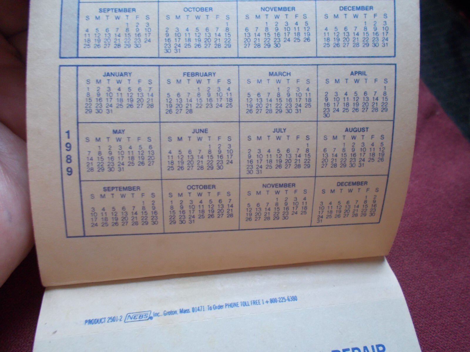 VGT NOS 1987-89 ADVERT. CARBON SALES BOOK RECEIPT BOOKLET NEBS J&J GLASS REPAIR