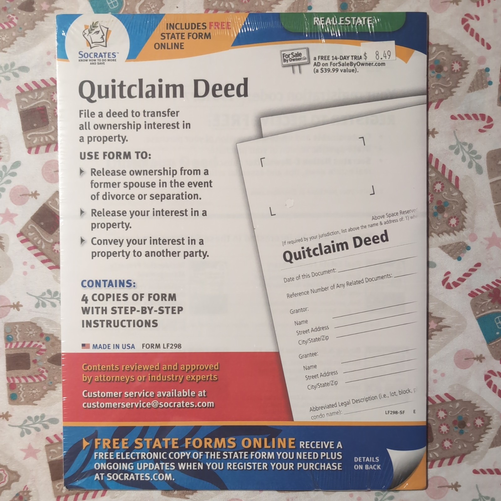 Socrates Quitclaim Deed – 1 Sheet[s] – 11″ X 8.50″ Sheet Size – 1 / Pack (LF298)