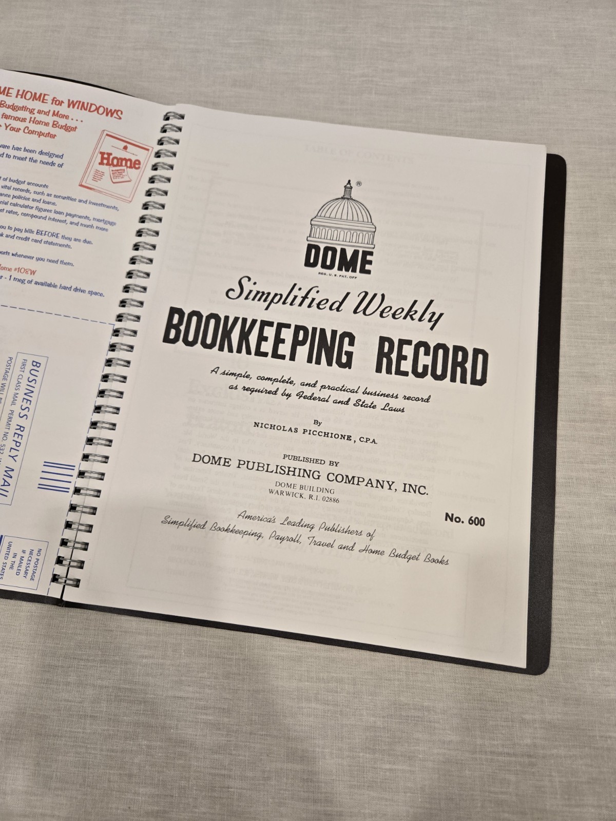 Dome Simplified Weekly Bookkeeping Record Spiral Bound, Brown Cover New