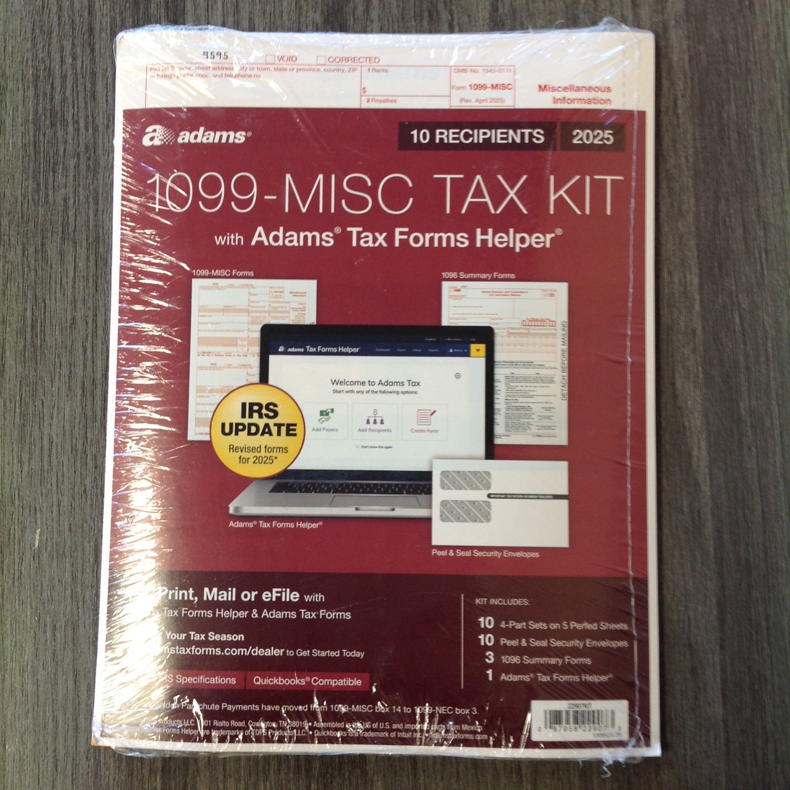 2025 Adams 1099-MISC 4-Part Tax Forms Plus 1096 22907KIT Print Mail eFile NEW