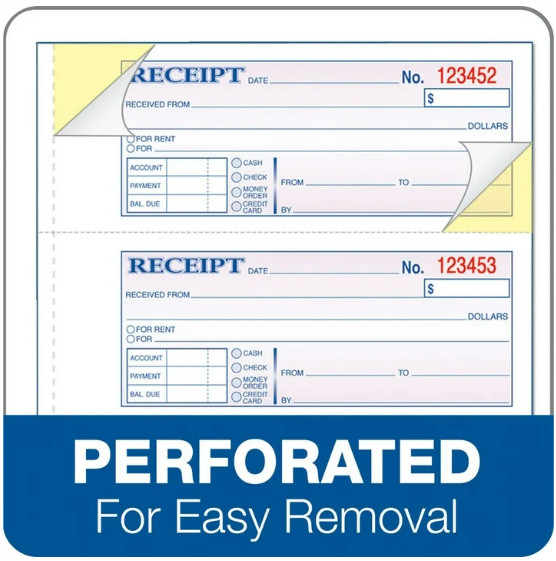Adams 3-Part Money & Rent Receipt Book – Carbonless, 100 Sets, 7-5/8″ x 10-7/8″,