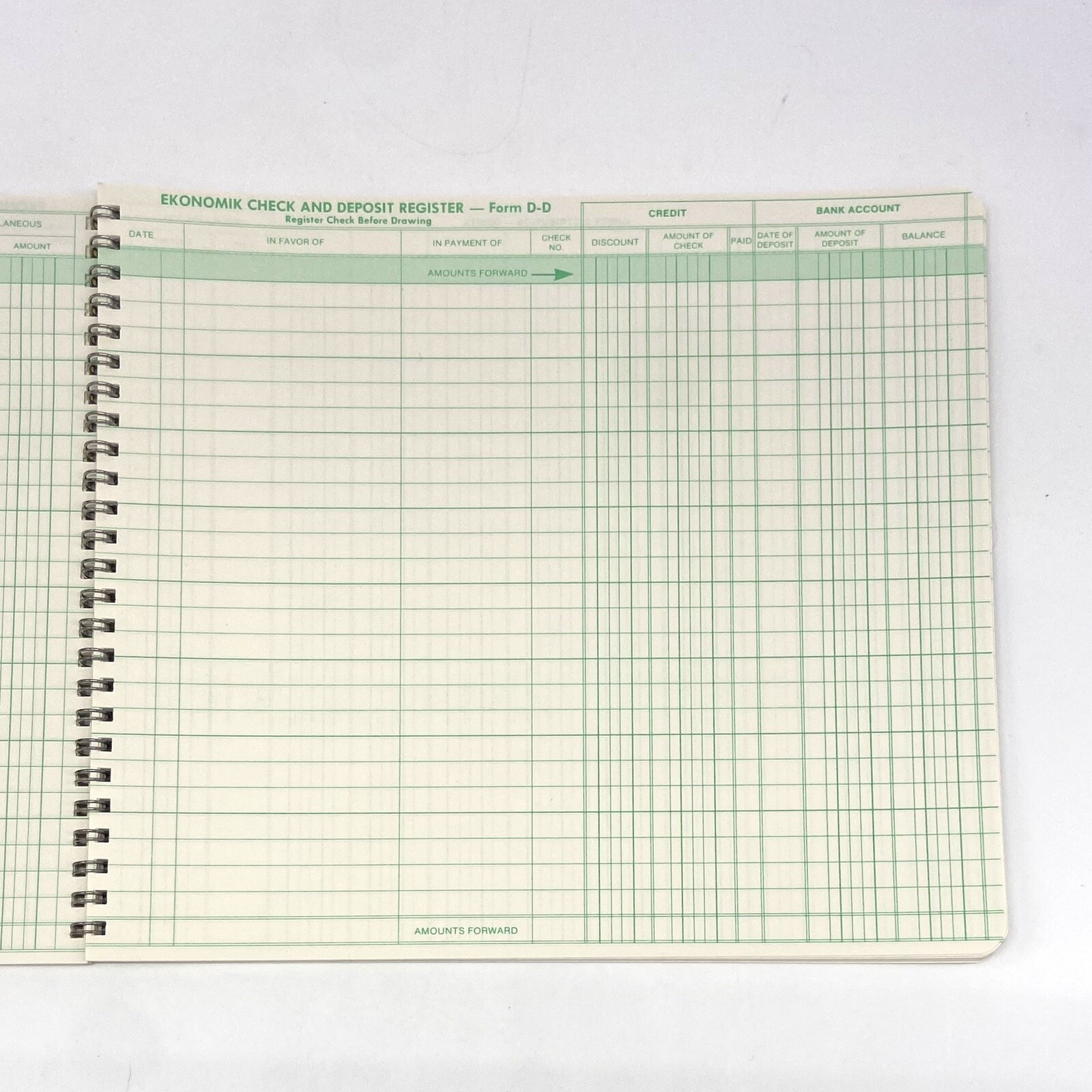 Vintage Ekonomik Wirebound Form DD Check Register 1965 Printed In USA