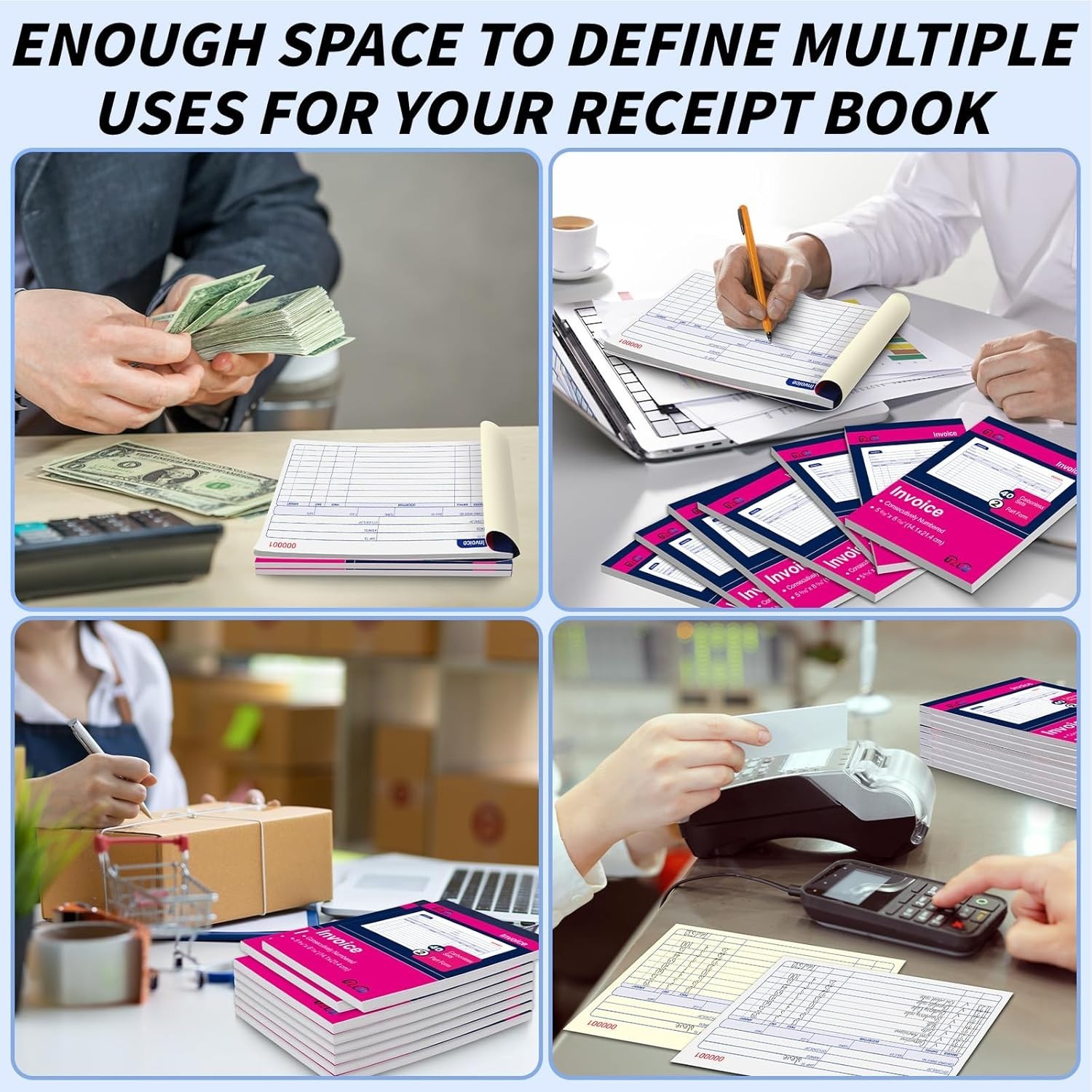 40 Pack Carbonless Invoice Books 2 Part Receipt Pads Consecutively Numbered