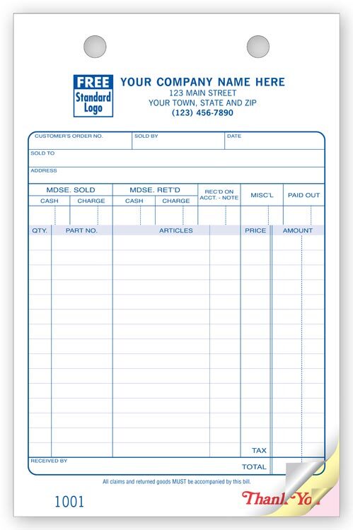 611 Auto Register Forms Large Classic 5 1/2 x 8 1/2″ QTY 250 2 Parts