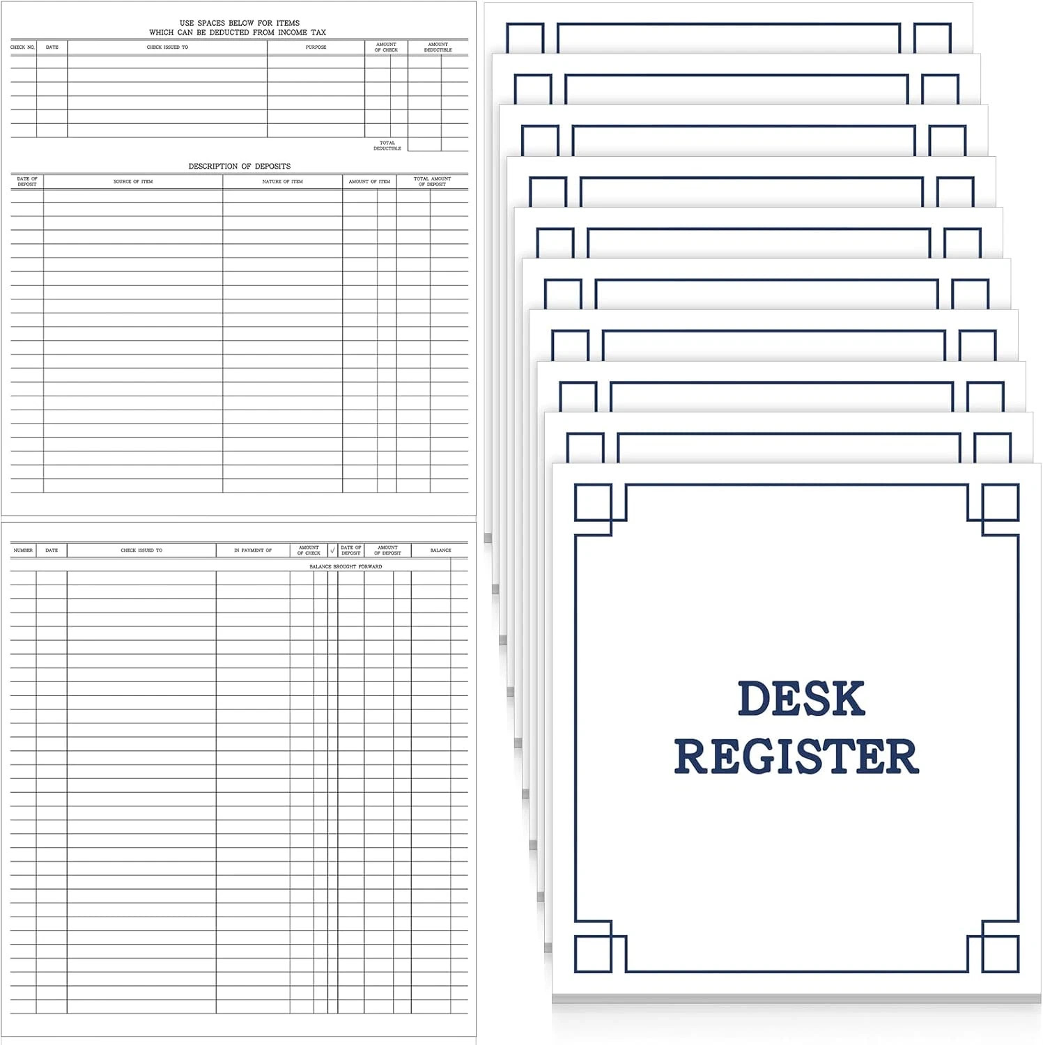 10 Pcs Large Check Registers for Desk Transaction Registers for Business Checks