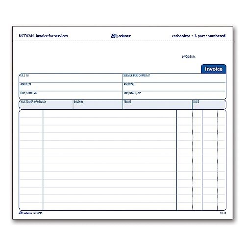 Service Invoice Forms 3 Part Carbonless 50 Sets White Canary Pink Paper Stamp