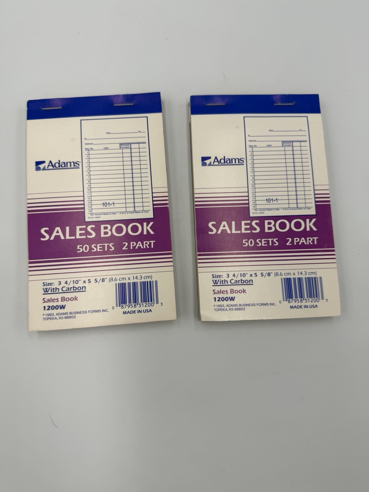 Adams Sales Book 1200W 2-Part w/ Carbon, 50 Sets Each New Bundle Of 2 Booklets