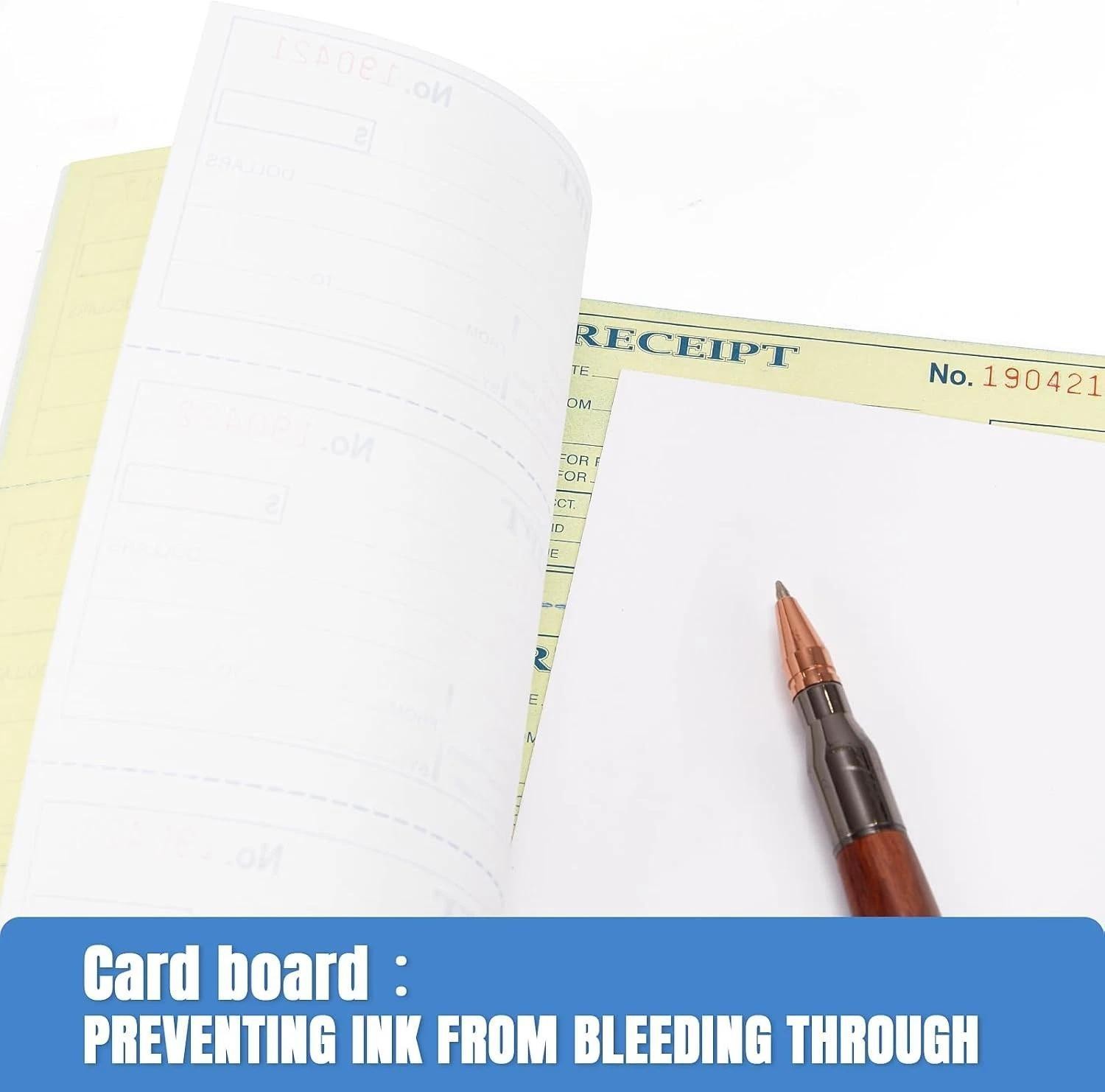 Receipt Book with Carbon Copies, 2-part Carbonless, 100 Sets Per Book, 4 Receipt