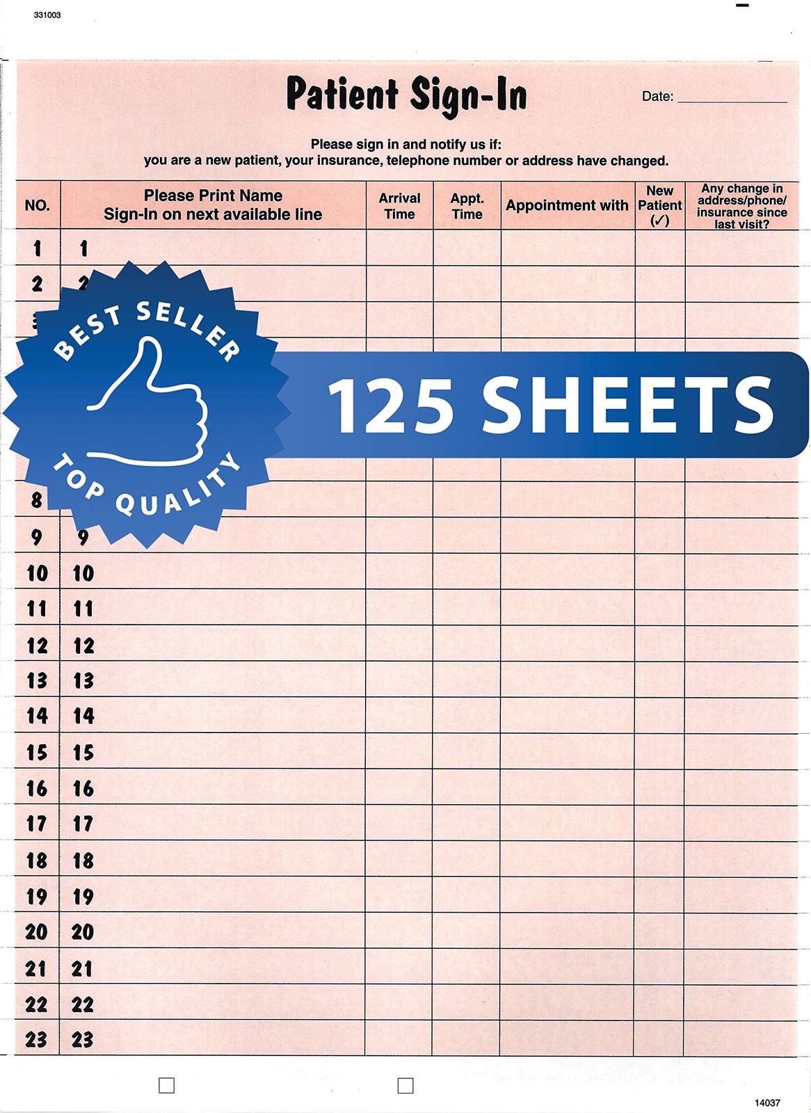 125 Pack Salmon Patient Sign In Labels Hipaa Compliant Confidential Log