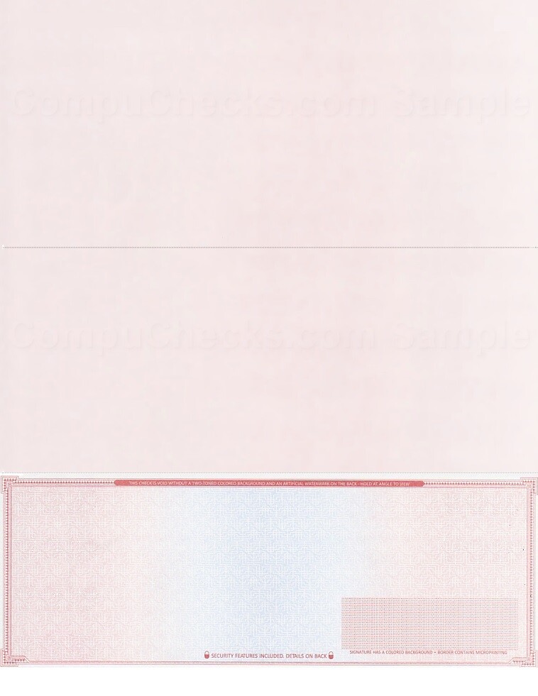 2000 “High Security” Computer Check Paper – Check on Bottom – Red/Blue Mazed