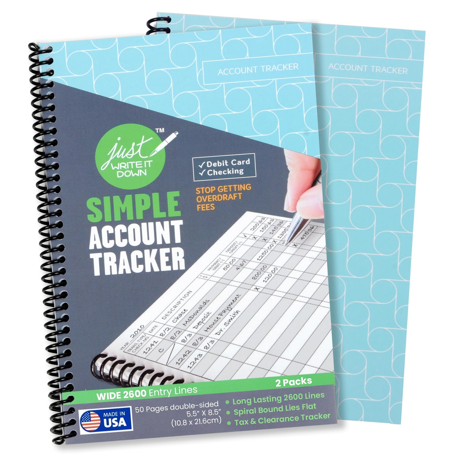 ‘s Premium Check Book Register & Debit Card Ledger Notebook – Checking Accoun…