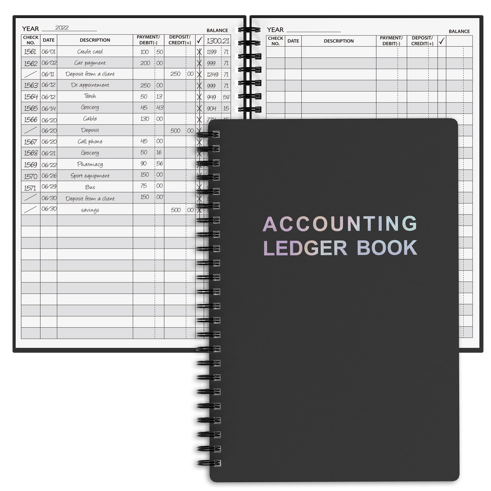 A5 Accounting Ledger Book Check Register for Small Business Personal Finance