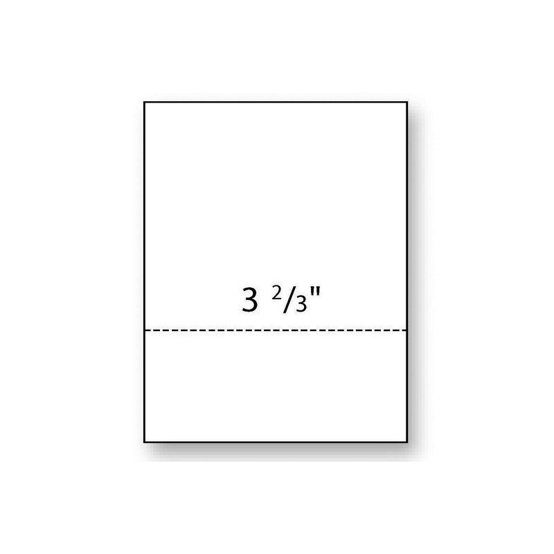 8-1/2” x 11″ Laser Cut Sheet, 24# White Stock, 1 Horizontal Perforation 3-2/3″