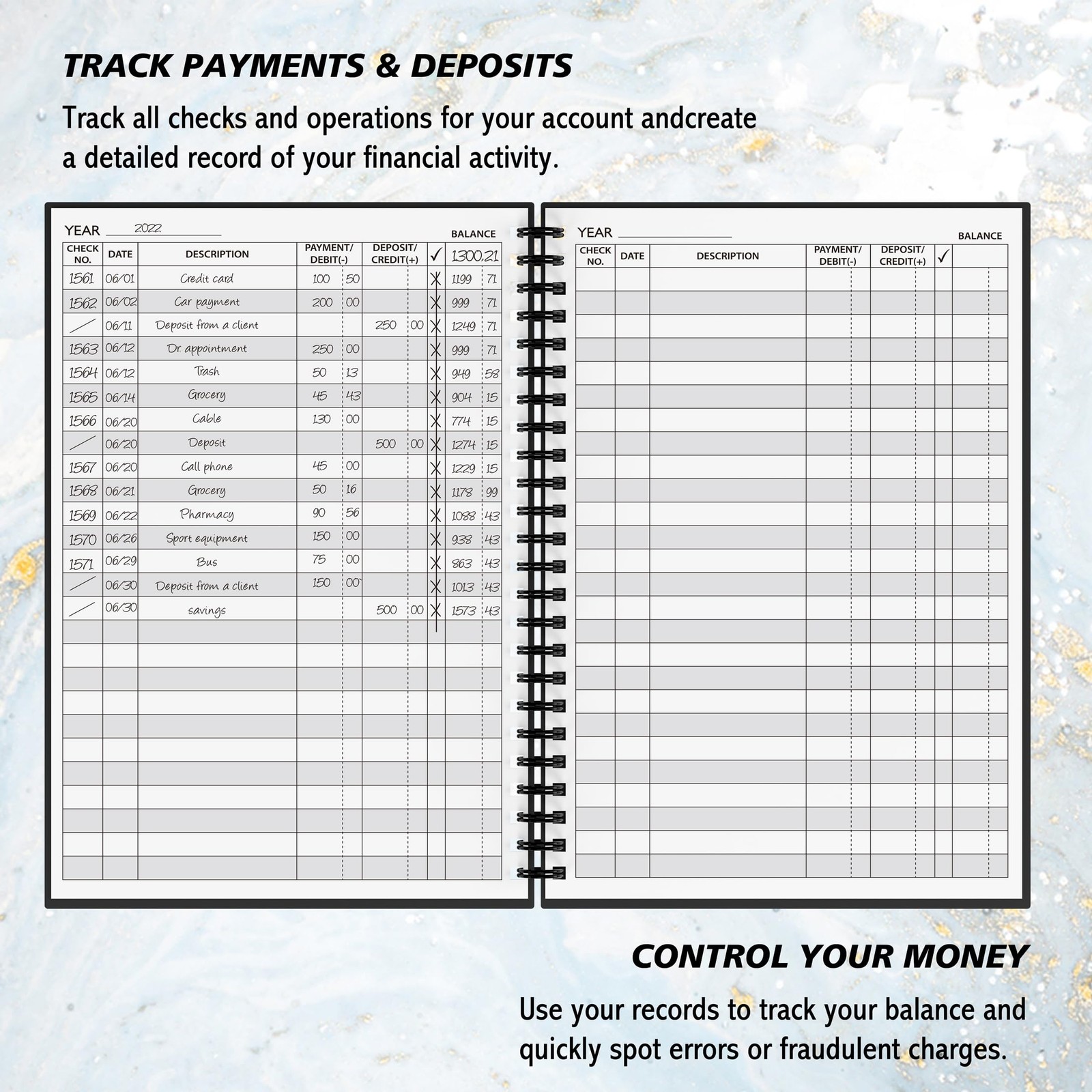 A5 Accounting Ledger Book Check Register for Small Business Personal Finance