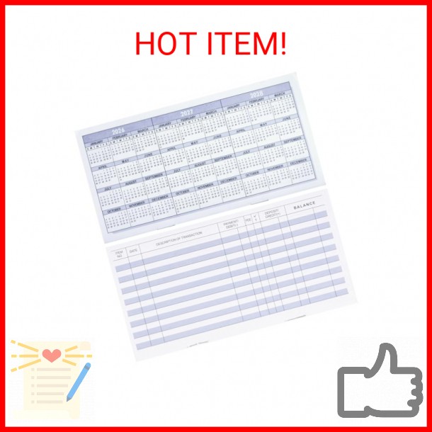 20 Pack Checkbook Register, Check Registers for Personal, Blank Ledger Transacti