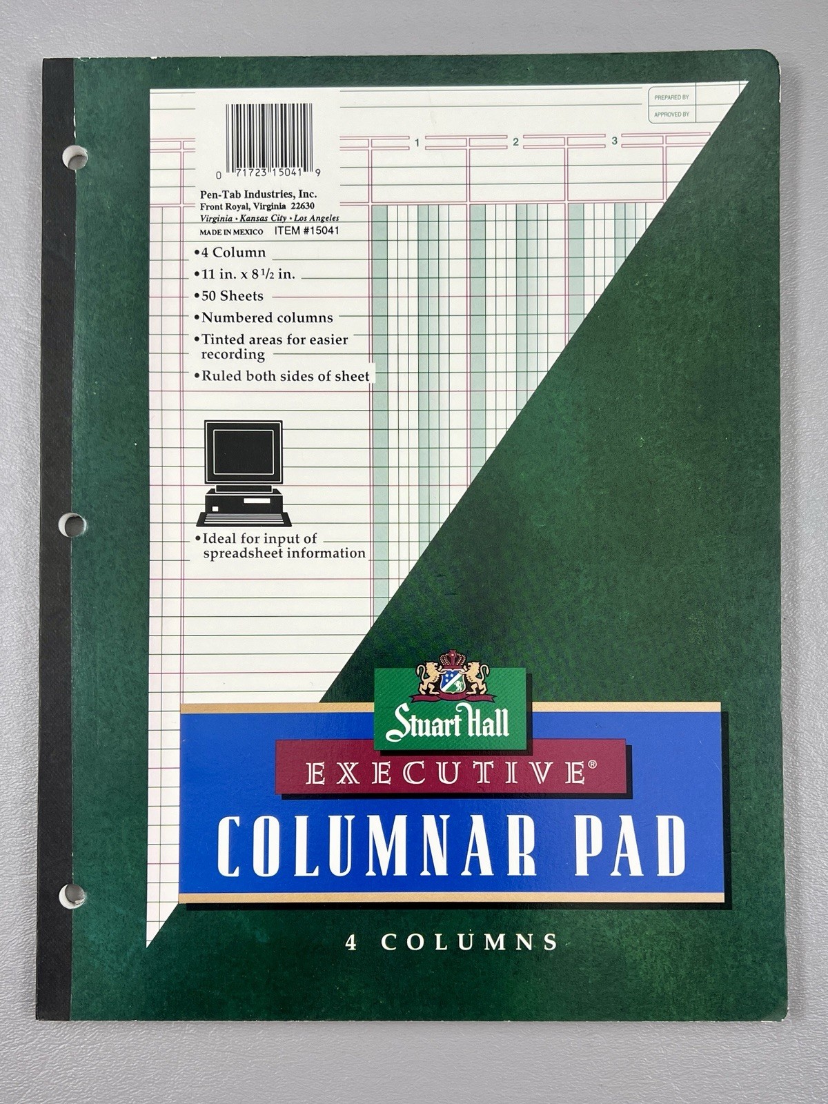 Vintage Stuart Hall 50 Sheet 4 Columns 8.5”x11” Columnar Pad New Unused #15041