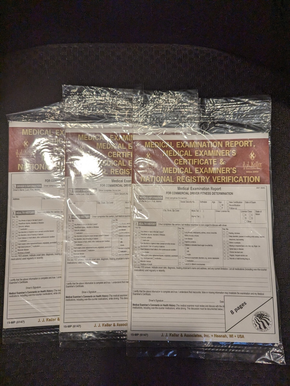 J.J. Keller Medical Examination Report & Medical Examiners Certificate 15-MP